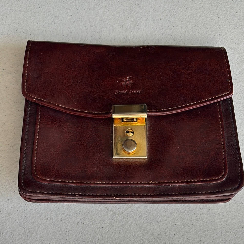 David Jones Brown Leather Clutch